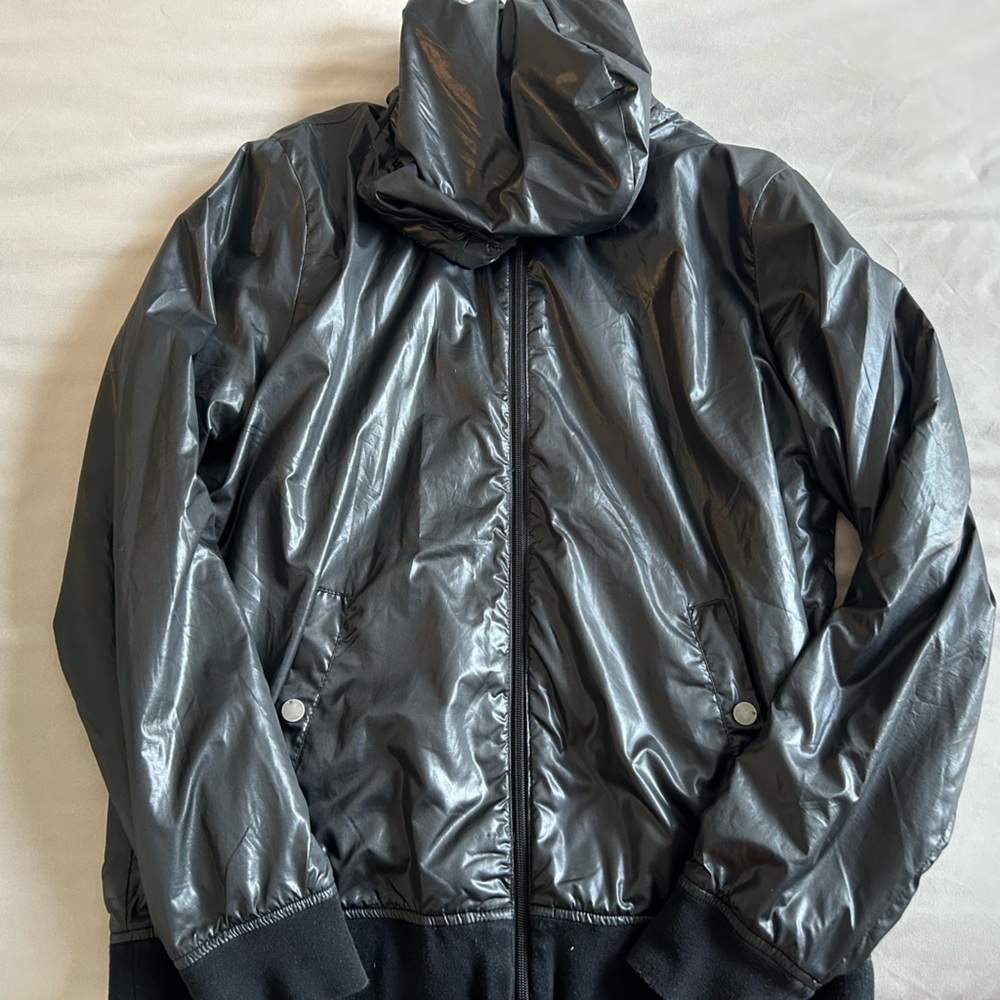 Hurley Black Shiny Hooded Bomber Jacket